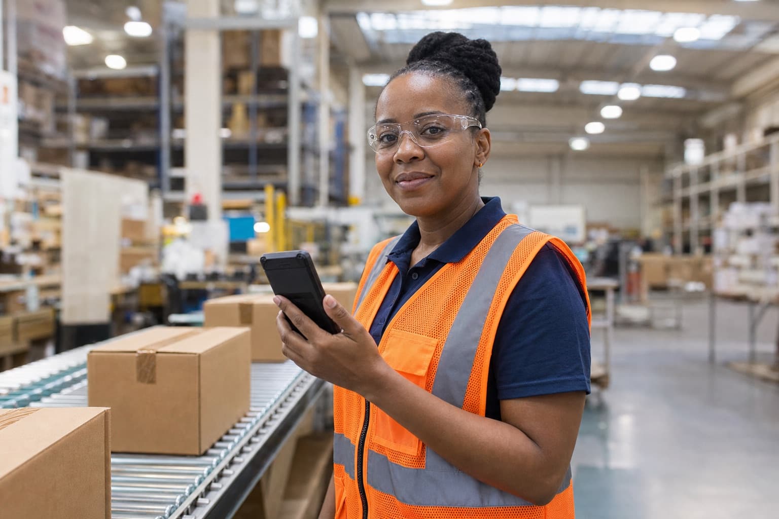 Frontline worker using a modern LMS alternative on a tablet instead of a traditional LMS