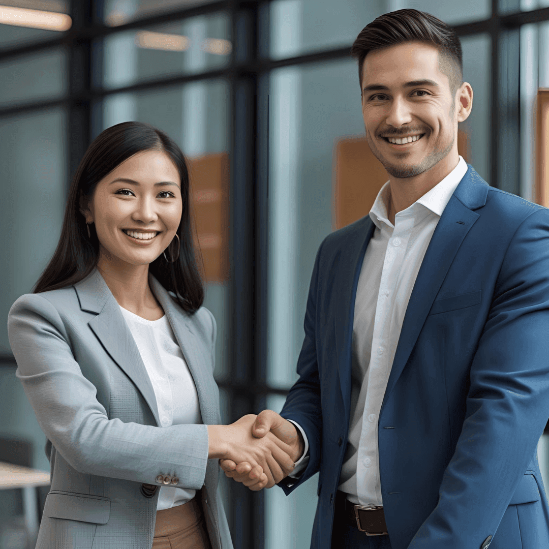 Two professionals signing a partnership contract.