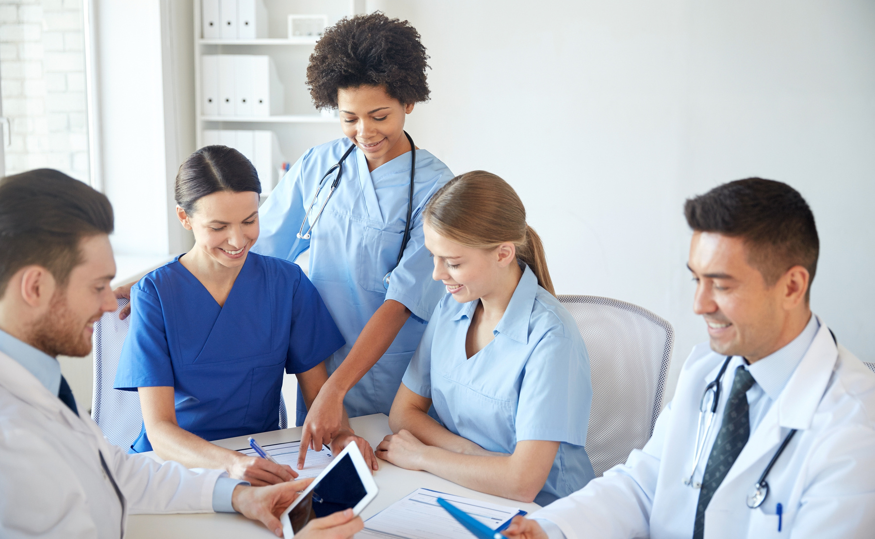 Doctors and Nurses Meeting at Hospital 