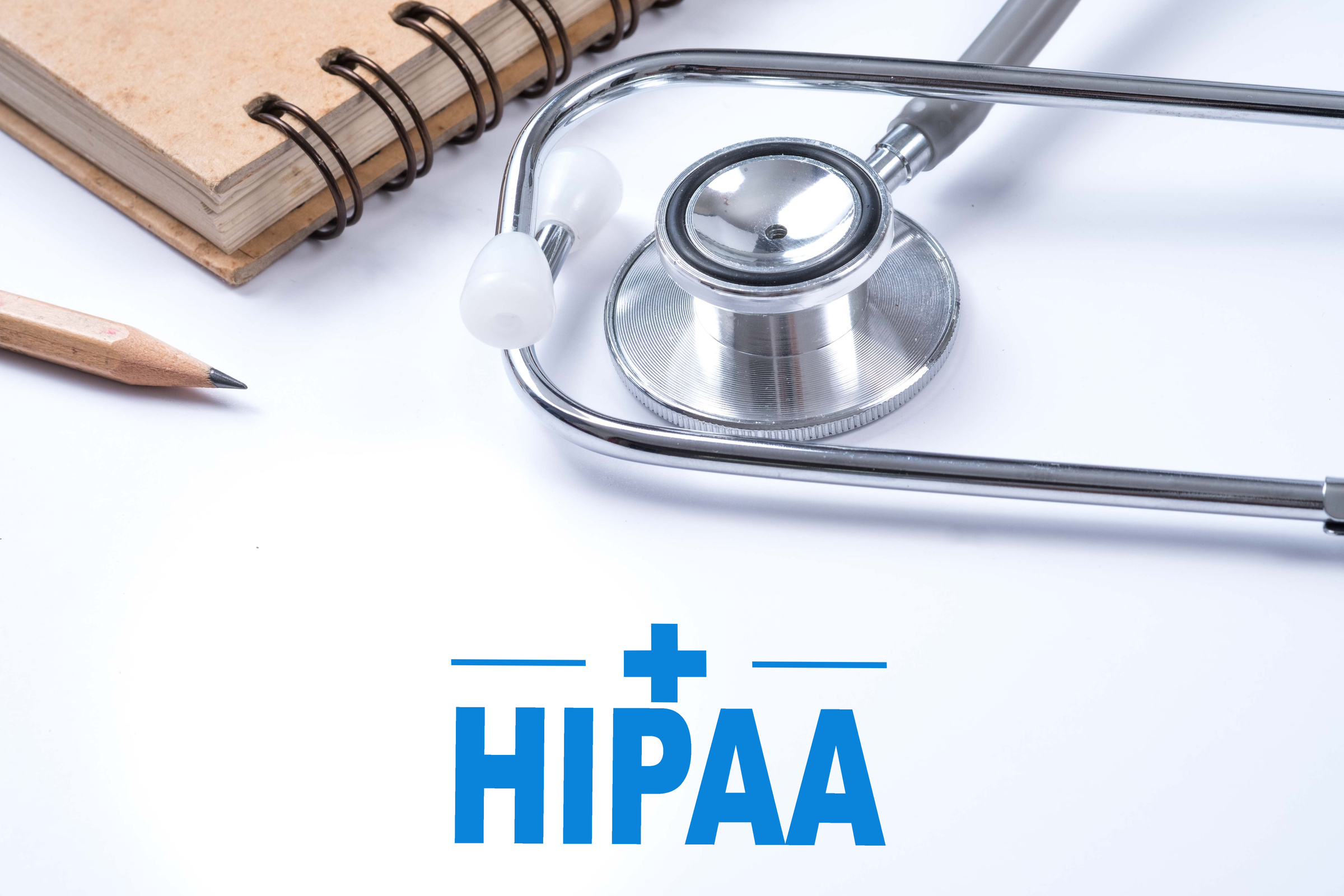 Stethoscope, notebook and pencil with HIPAA,  Medical concept.