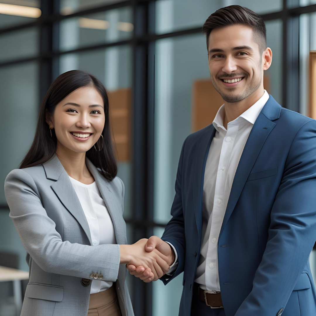 Two professionals signing a partnership contract.