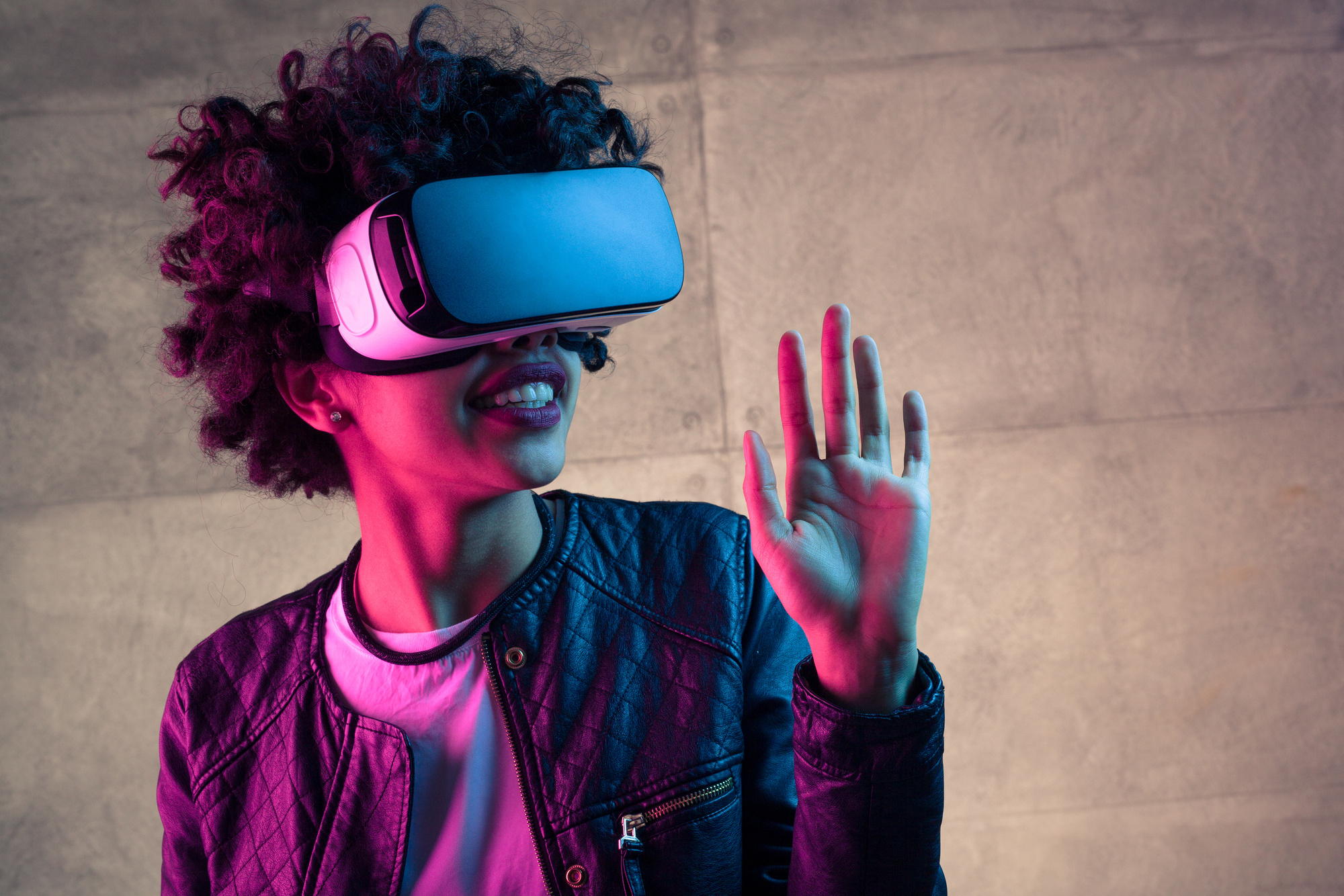 Woman experiencing VR headset
