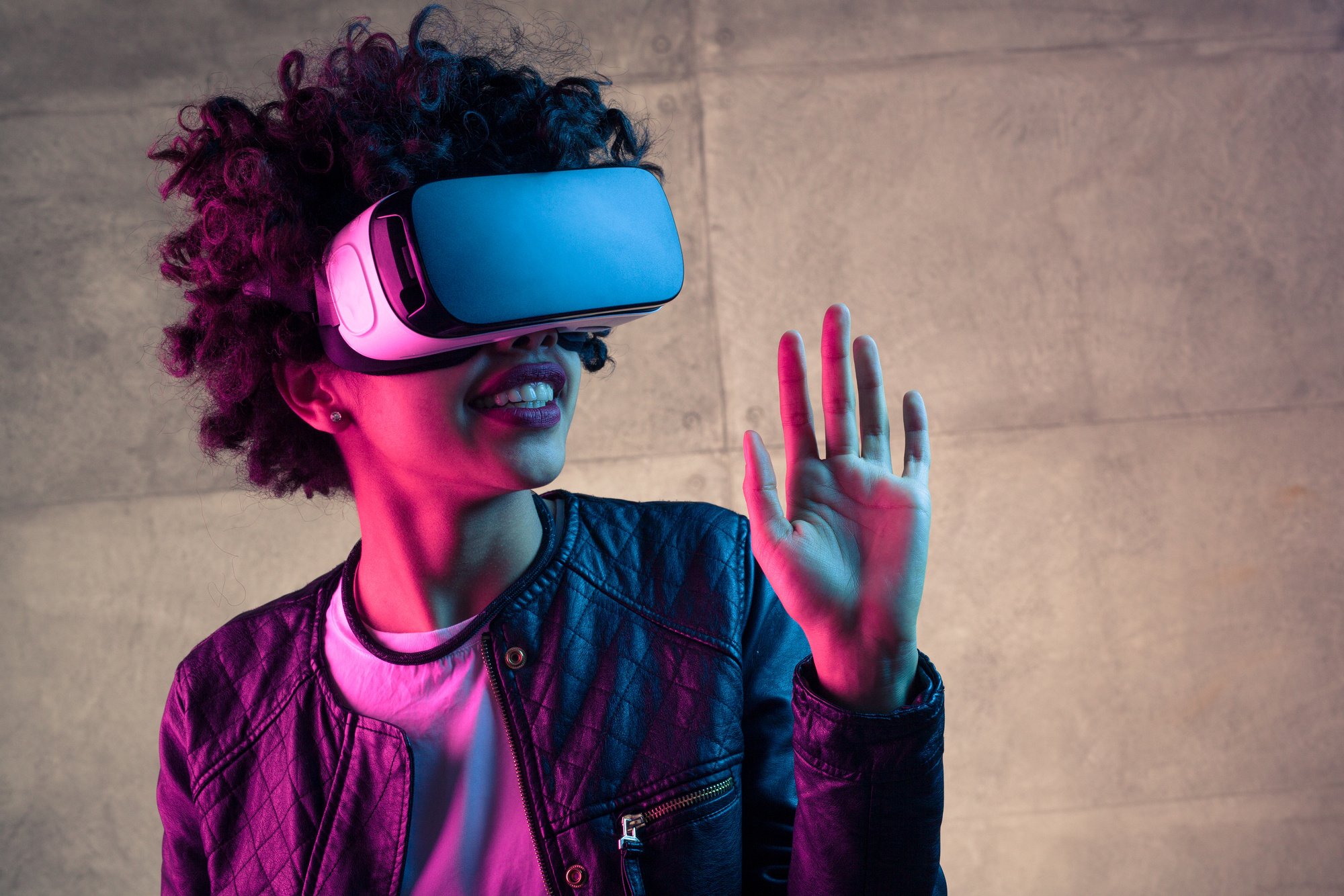 Woman experiencing VR headset